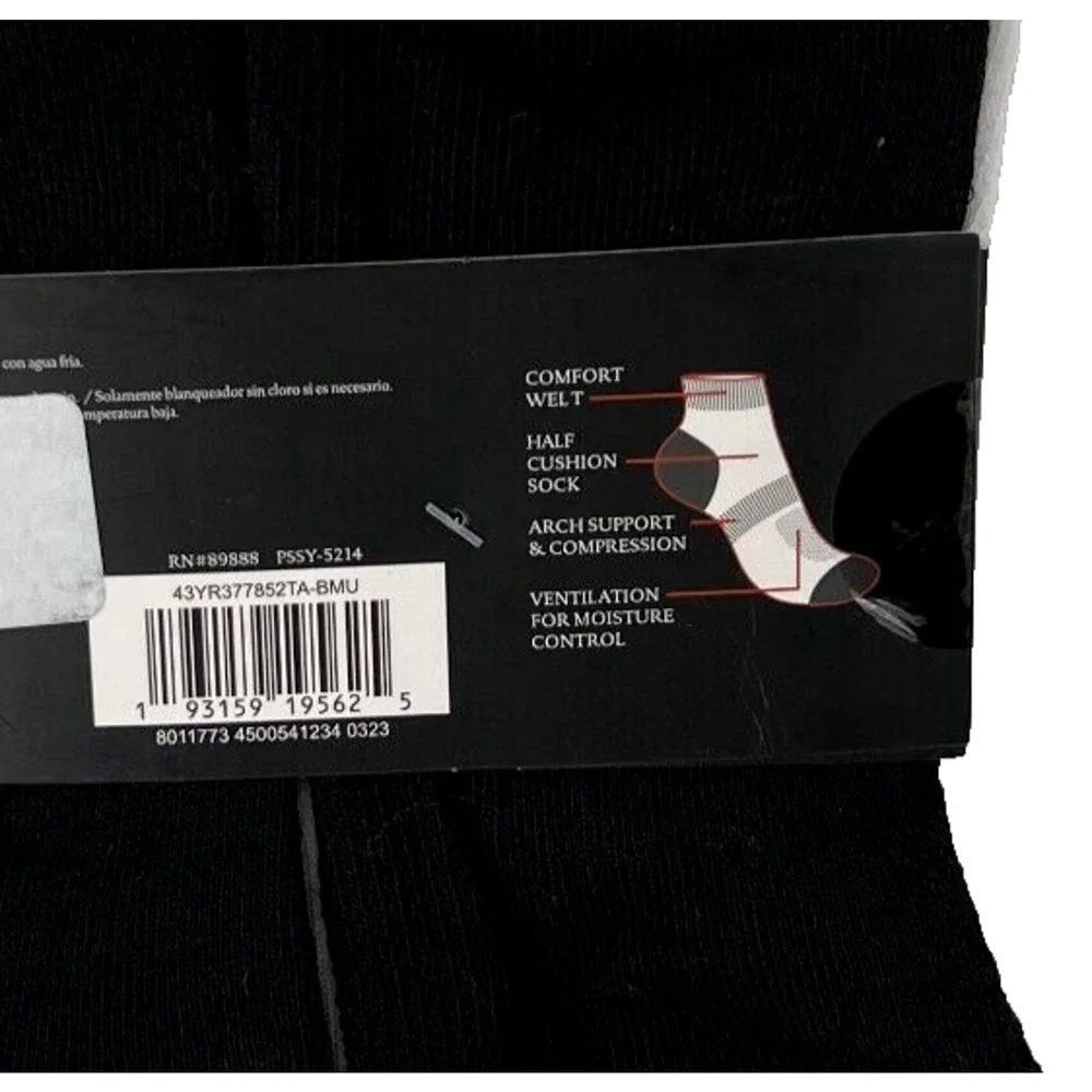 NEW Spyder Men Mesh Quarter Socks 5 Pairs White Black Shoe Size 6 -12 Absorb Tek